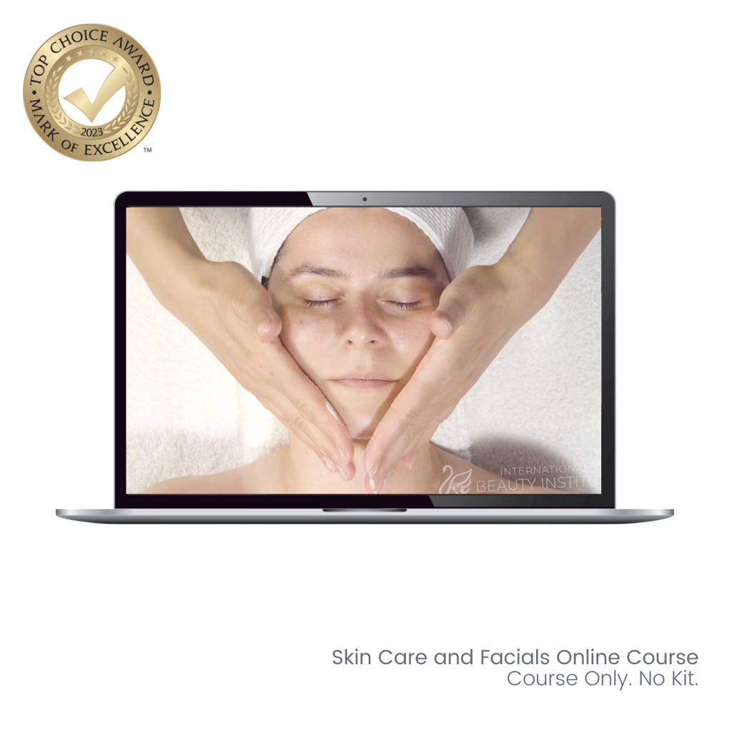 laptop showing an online skin care course