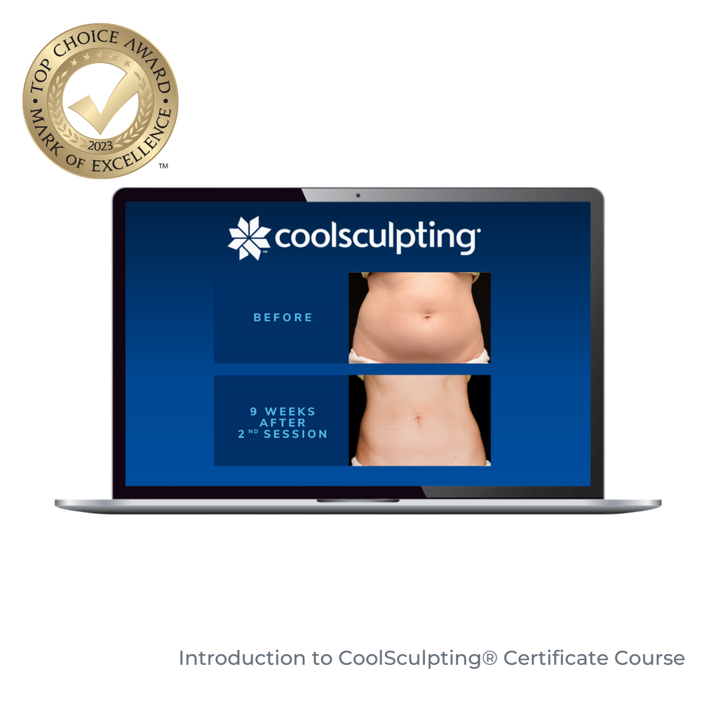a laptop showing a coolsculpting online course
